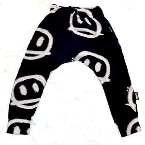 nununu Black and Cream Sweatpants with Unique Design NWOT